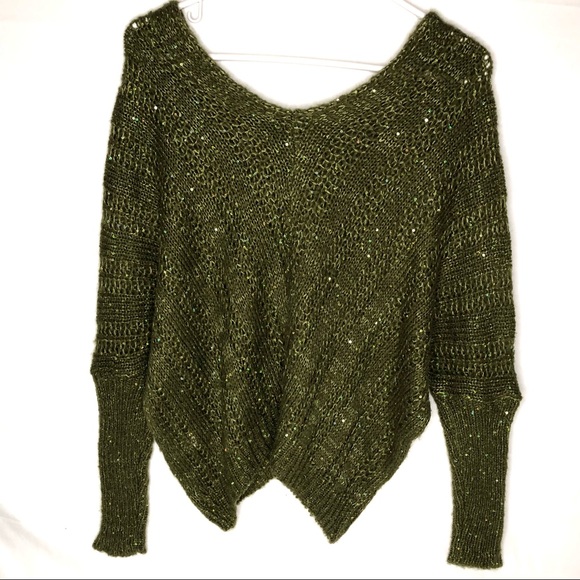 NWT Beautiful Green Sequined Sweater Sz S - Picture 6 of 12